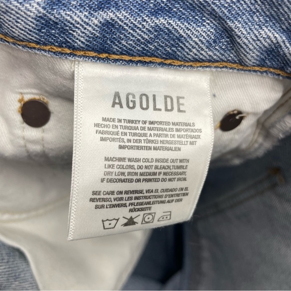 Agolde Riley High Rise Straight Jeans Knee Distressing Size 27 Women’s Cotton - Picture 11 of 12